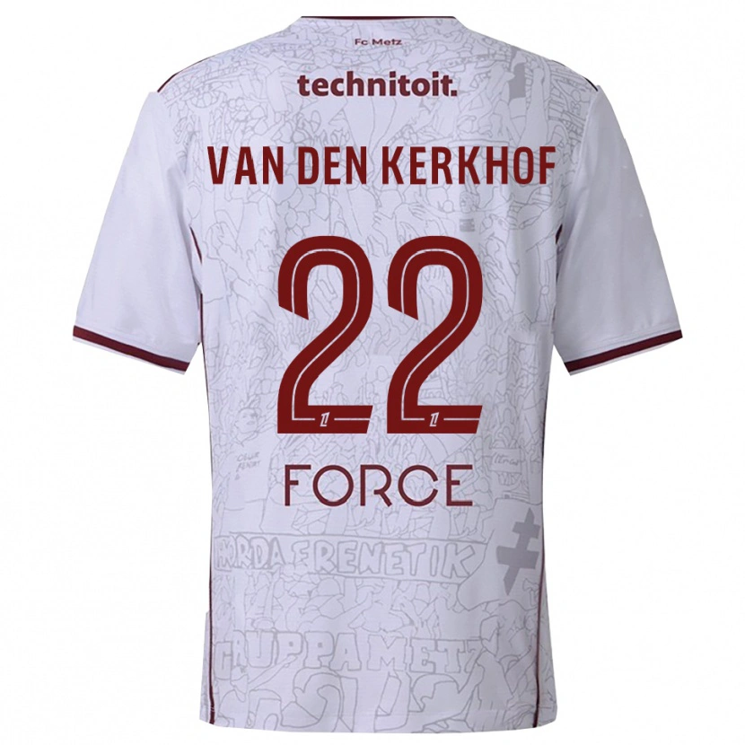 Danxen Barn Kevin Van Den Kerkhof #22 Hvit Burgunder Bortetrøye Drakt Trøye 2025/26 Skjorter T-Skjorte
