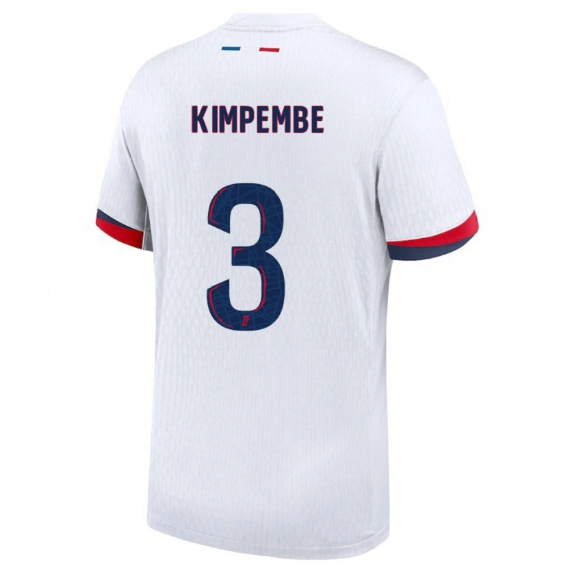 Danxen Barn Presnel Kimpembe #3 Hvit Rød Bortetrøye Drakt Trøye 2025/26 Skjorter T-Skjorte