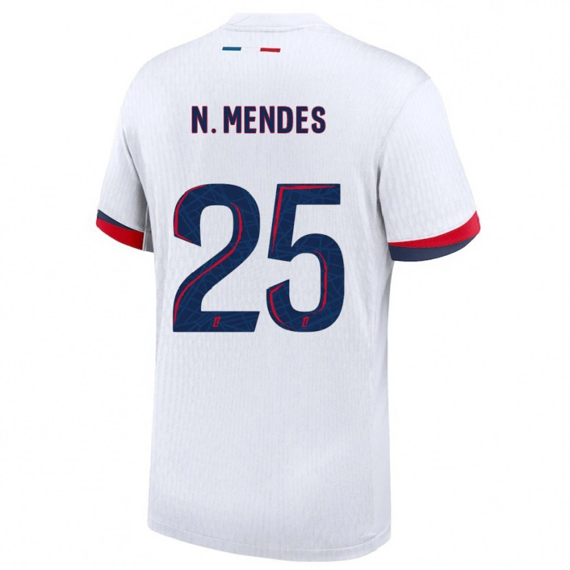 Danxen Barn Nuno Mendes #25 Hvit Rød Bortetrøye Drakt Trøye 2025/26 Skjorter T-Skjorte