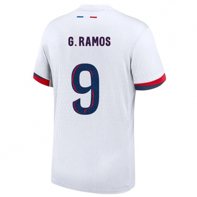 Danxen Barn Gonçalo Ramos #9 Hvit Rød Bortetrøye Drakt Trøye 2025/26 Skjorter T-Skjorte