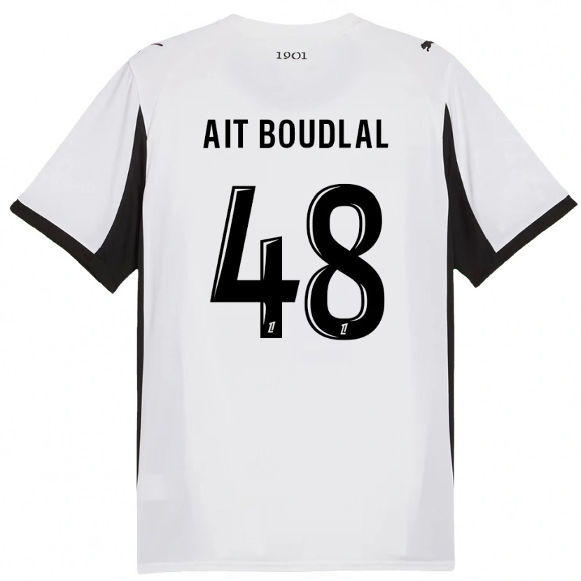 Danxen Barn Abdelhamid Ait Boudlal #48 Hvit Svart Bortetrøye Drakt Trøye 2025/26 Skjorter T-Skjorte