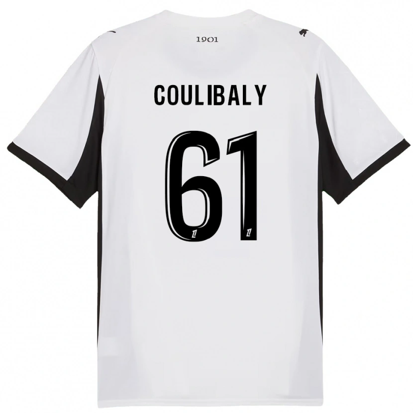Danxen Barn Joël-Emmanuel Coulibaly #61 Hvit Svart Bortetrøye Drakt Trøye 2025/26 Skjorter T-Skjorte