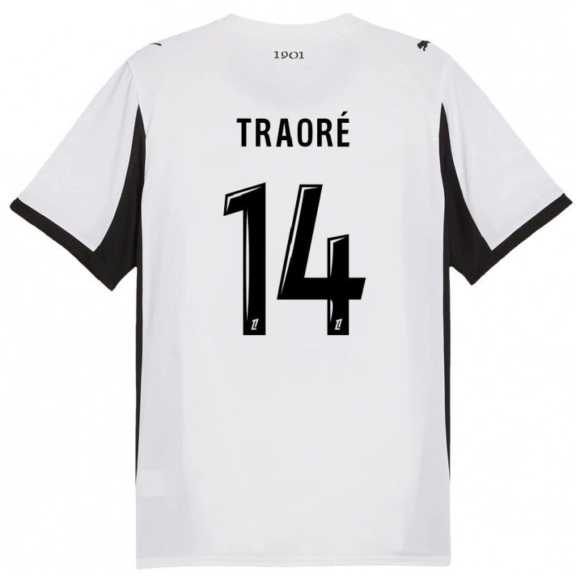 Danxen Barn Erwan Traoré #14 Hvit Svart Bortetrøye Drakt Trøye 2025/26 Skjorter T-Skjorte