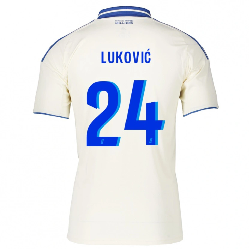 Danxen Barn Milos Lukovic #24 Champagne Blå Bortetrøye Drakt Trøye 2025/26 Skjorter T-Skjorte