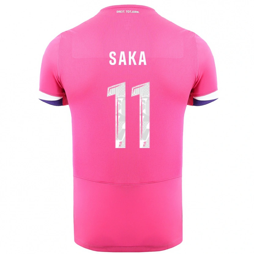 Danxen Barn Mathis Saka #11 Rosa Hvit Bortetrøye Drakt Trøye 2025/26 Skjorter T-Skjorte