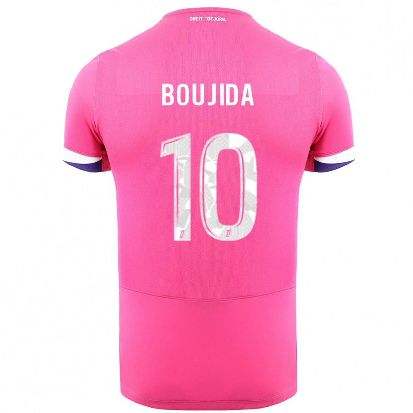 Danxen Barn Hamza Boujida #10 Rosa Hvit Bortetrøye Drakt Trøye 2025/26 Skjorter T-Skjorte