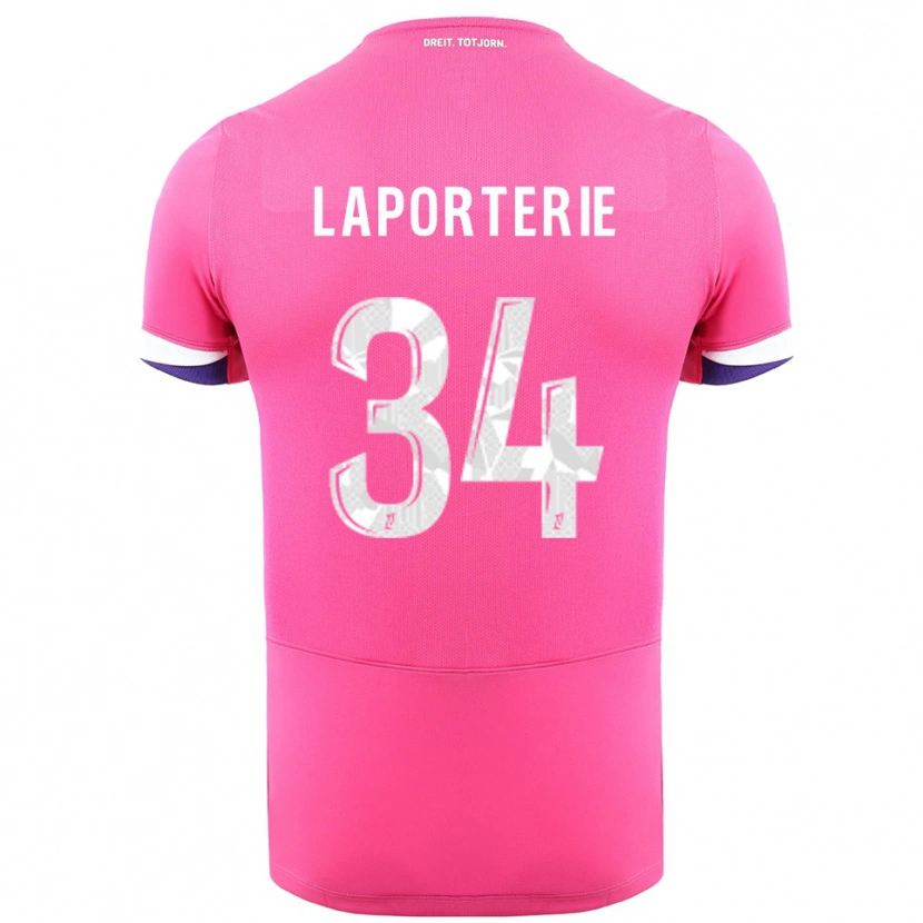 Danxen Barn Ambre Laporterie #34 Rosa Hvit Bortetrøye Drakt Trøye 2025/26 Skjorter T-Skjorte