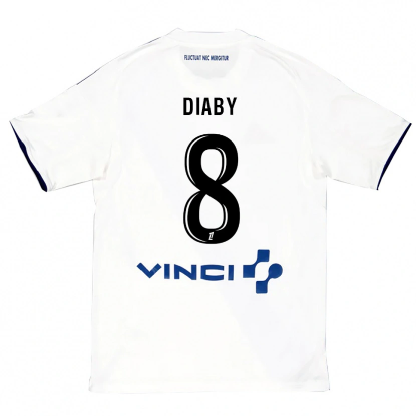 Danxen Barn Aboubakar Diaby #8 Hvit Blå Bortetrøye Drakt Trøye 2025/26 Skjorter T-Skjorte