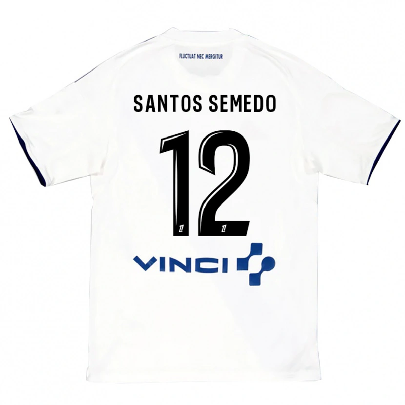 Danxen Barn Ilyes Dos Santos Semedo #12 Hvit Blå Bortetrøye Drakt Trøye 2025/26 Skjorter T-Skjorte