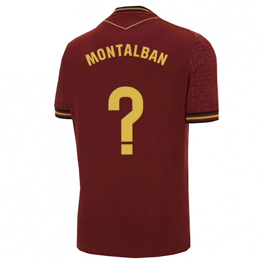 Danxen Barn Sergio Montalbán #0 Burgunder Gull Bortetrøye Drakt Trøye 2025/26 Skjorter T-Skjorte