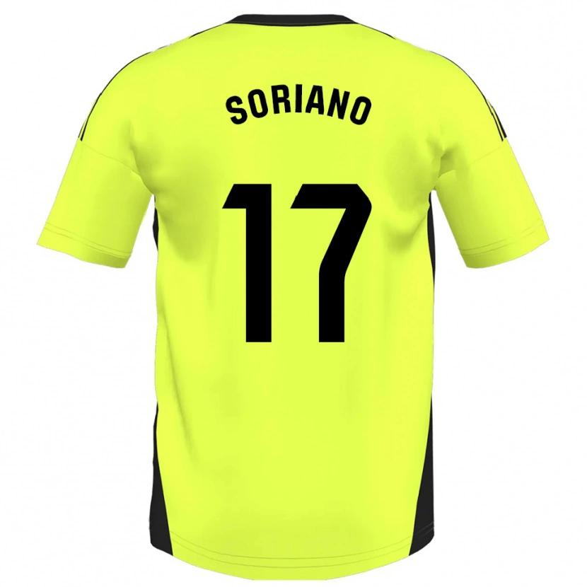 Danxen Barn Adrián Soriano #17 Fluorescerende Gul Bortetrøye Drakt Trøye 2025/26 Skjorter T-Skjorte