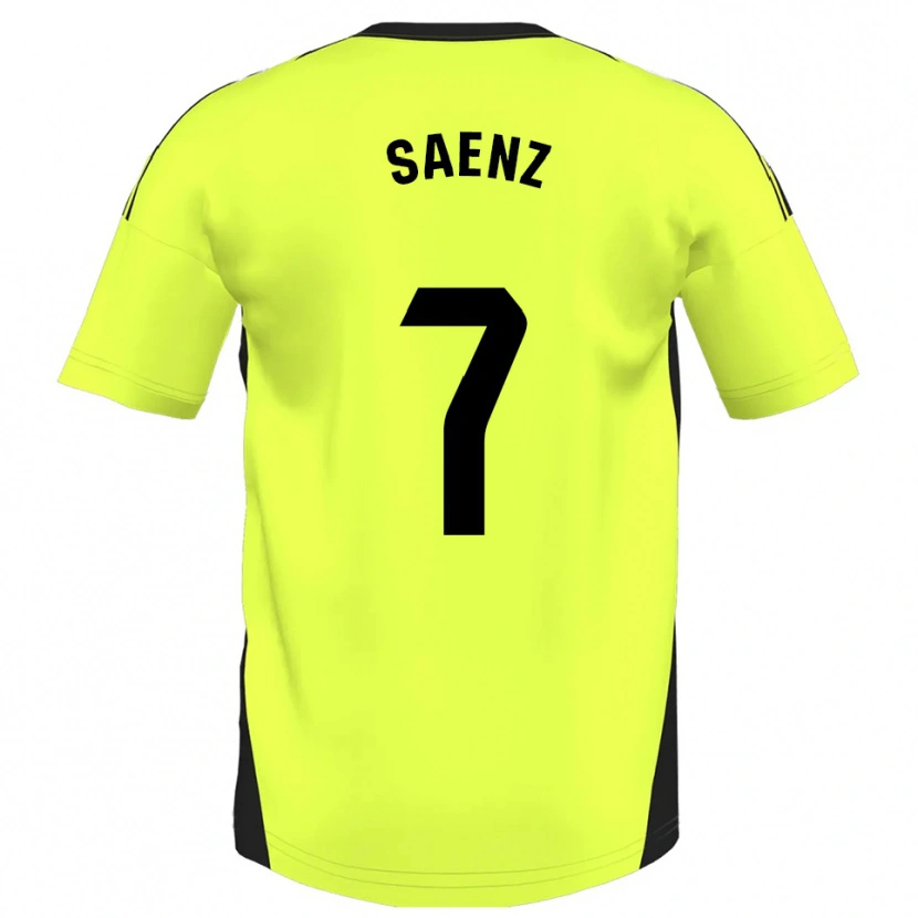 Danxen Barn Raúl Sáenz #7 Fluorescerende Gul Bortetrøye Drakt Trøye 2025/26 Skjorter T-Skjorte