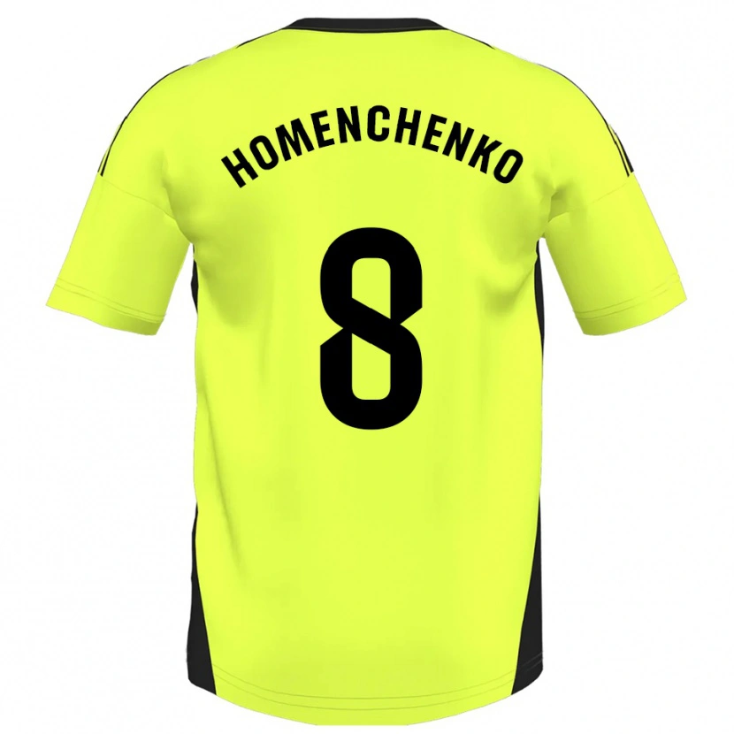 Danxen Barn Santiago Homenchenko #8 Fluorescerende Gul Bortetrøye Drakt Trøye 2025/26 Skjorter T-Skjorte