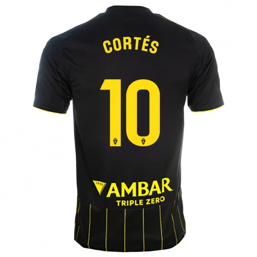 Danxen Barn Pablo Cortés #10 Svart Gul Bortetrøye Drakt Trøye 2025/26 Skjorter T-Skjorte