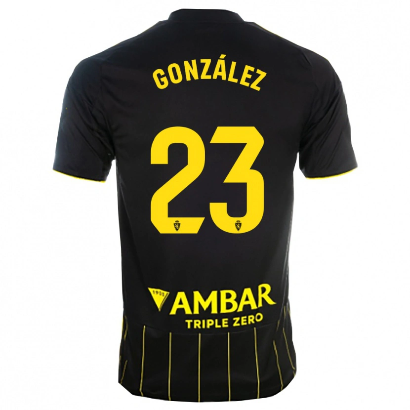 Danxen Barn Álex González #23 Svart Gul Bortetrøye Drakt Trøye 2025/26 Skjorter T-Skjorte