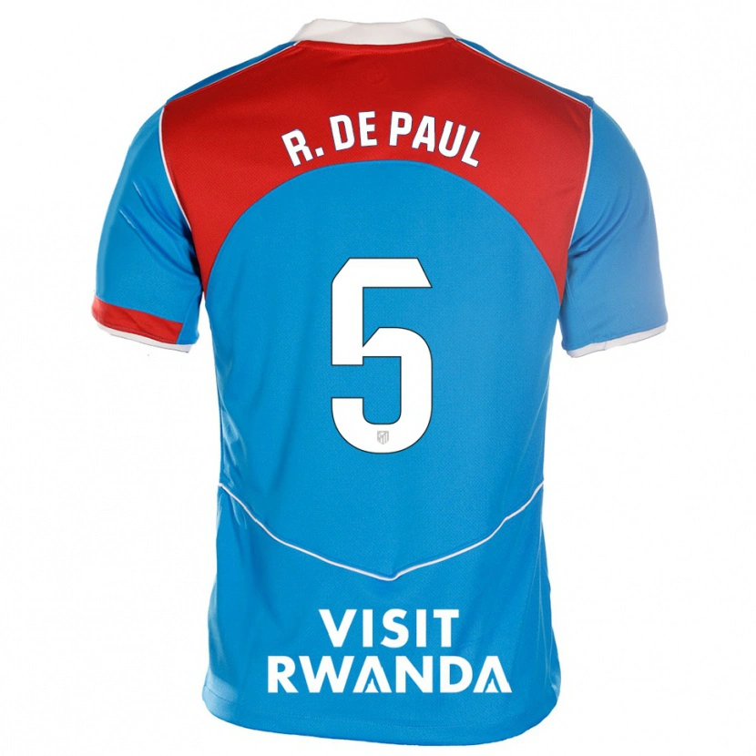 Danxen Barn Rodrigo De Paul #5 Blå Hvit Tredje Sett Drakt Trøye 2025/26 Skjorter T-Skjorte