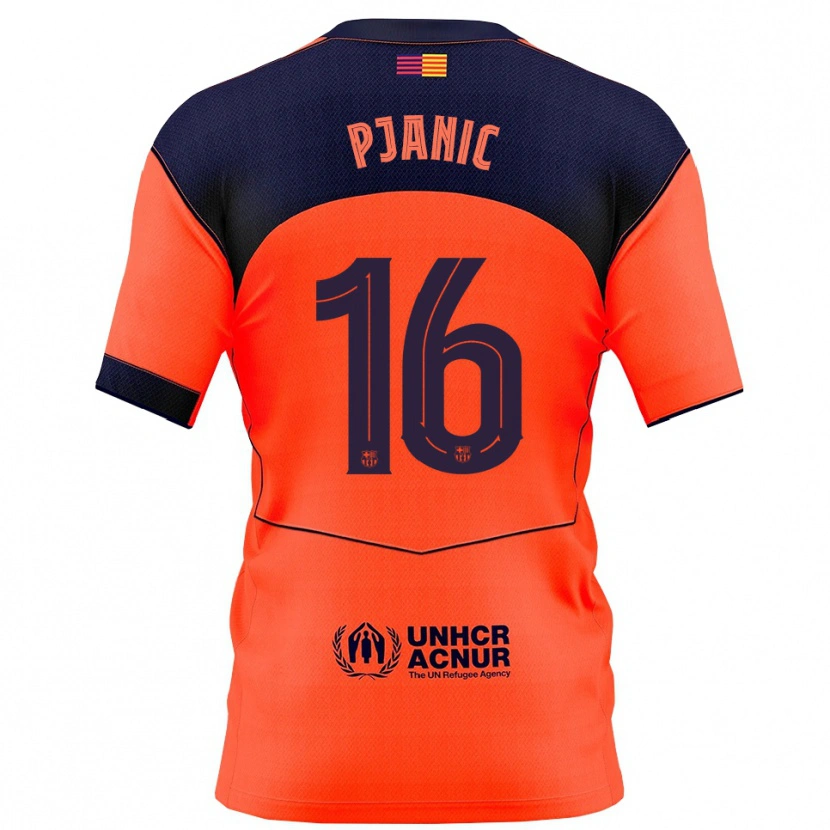 Danxen Barn Miralem Pjanic #16 Oransje Marineblå Tredje Sett Drakt Trøye 2025/26 Skjorter T-Skjorte