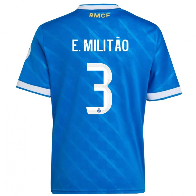 Danxen Barn Éder Militão #3 Blå Hvit Tredje Sett Drakt Trøye 2025/26 Skjorter T-Skjorte