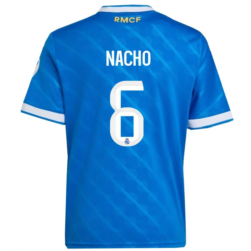 Danxen Barn Nacho Fernandez #6 Blå Hvit Tredje Sett Drakt Trøye 2025/26 Skjorter T-Skjorte