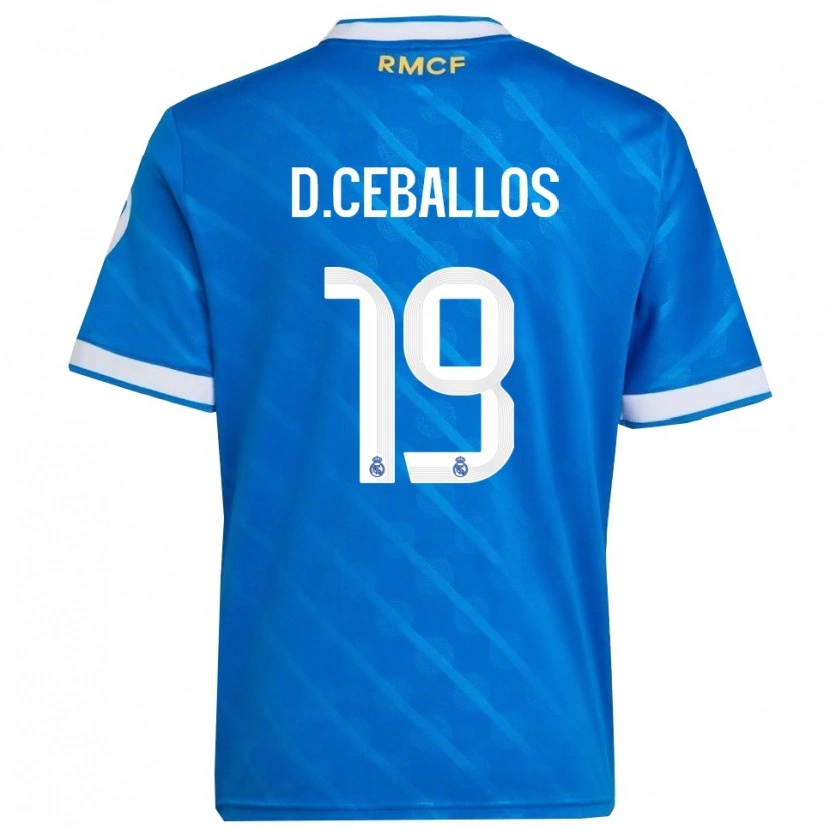 Danxen Barn Dani Ceballos #19 Blå Hvit Tredje Sett Drakt Trøye 2025/26 Skjorter T-Skjorte