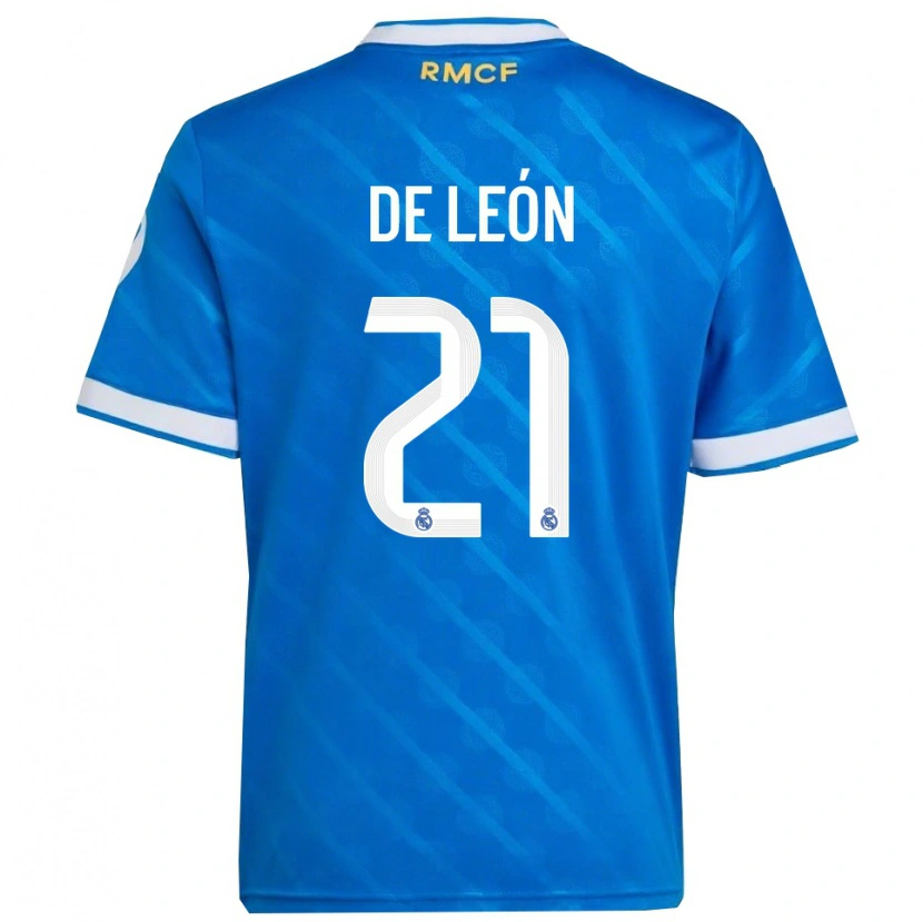 Danxen Barn Jeremy De León #21 Blå Hvit Tredje Sett Drakt Trøye 2025/26 Skjorter T-Skjorte