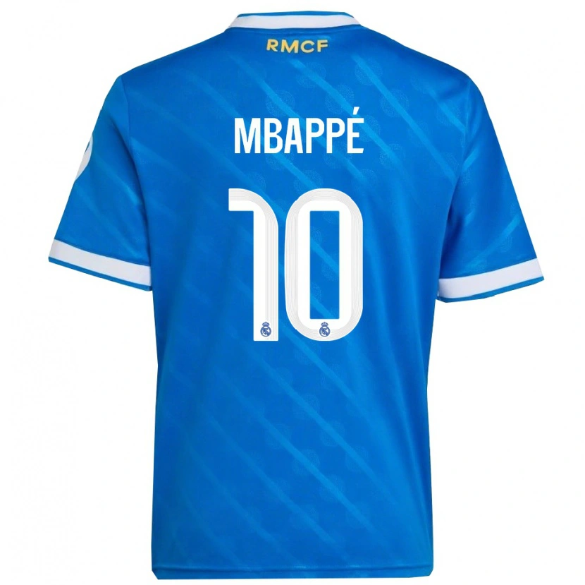 Danxen Barn Kylian Mbappé #10 Blå Hvit Tredje Sett Drakt Trøye 2025/26 Skjorter T-Skjorte