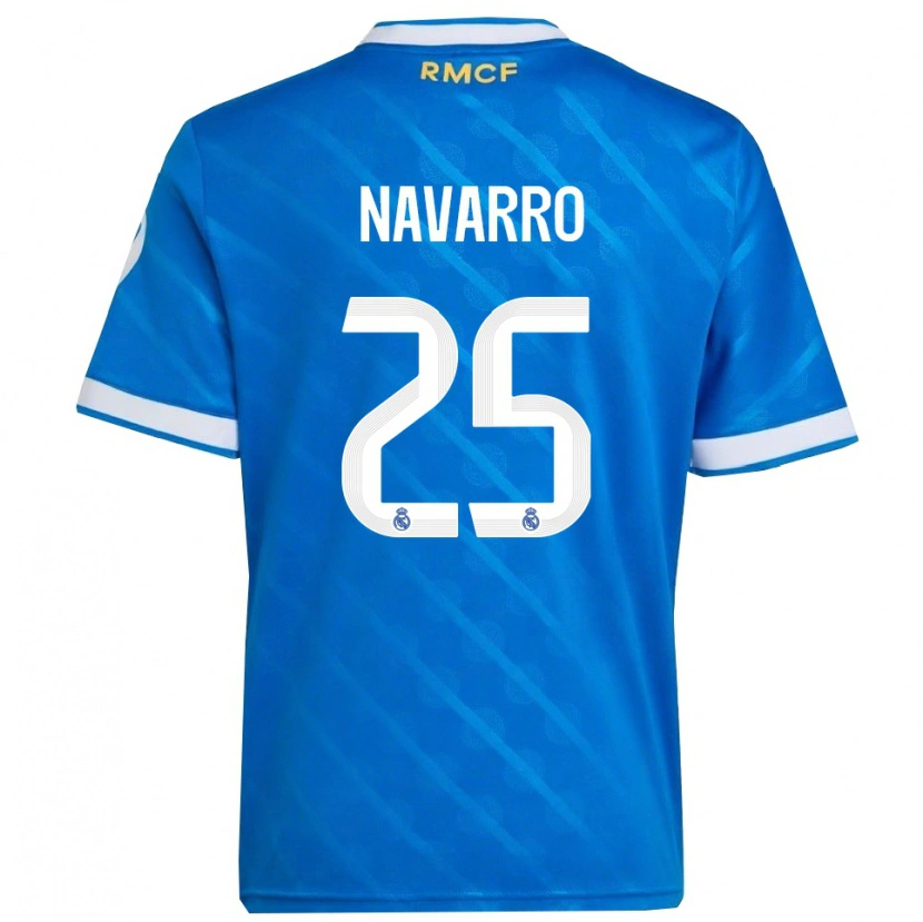 Danxen Barn Javier Navarro #25 Blå Hvit Tredje Sett Drakt Trøye 2025/26 Skjorter T-Skjorte
