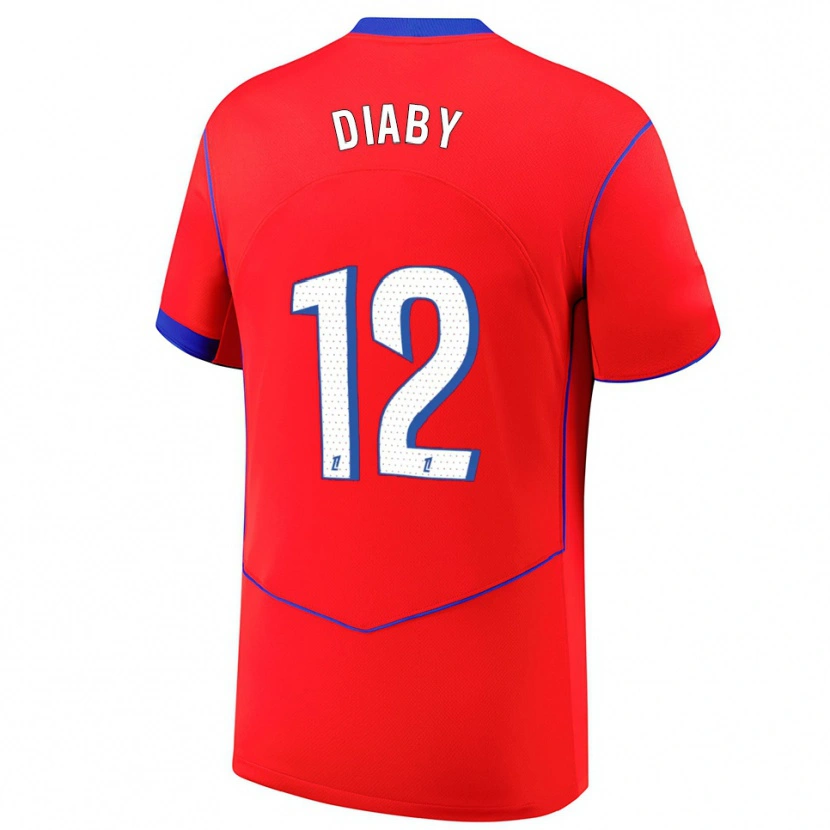 Danxen Barn Ibrahima Diaby #12 Rød Blå Hvit Tredje Sett Drakt Trøye 2025/26 Skjorter T-Skjorte