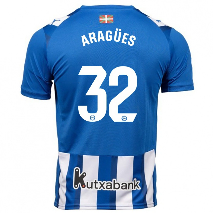 Danxen Mann Chema Aragües #32 Blå Hvit Hjemmetrøye Drakt Trøye 2025/26 Skjorter T-Skjorte