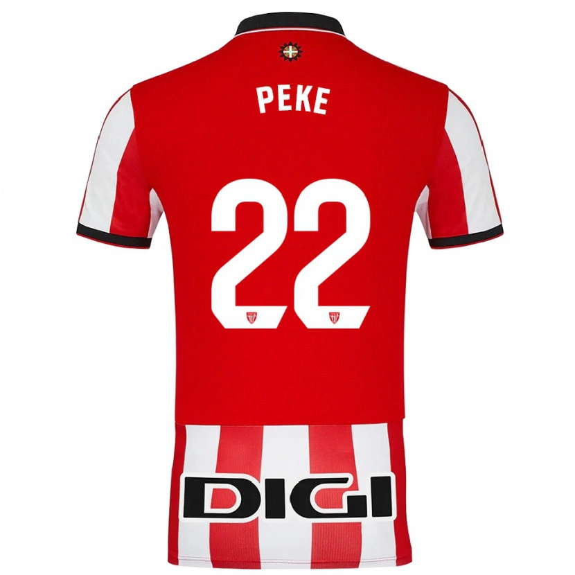 Danxen Mann Ainize Barea Núñez #22 Rød Hvit Hjemmetrøye Drakt Trøye 2025/26 Skjorter T-Skjorte