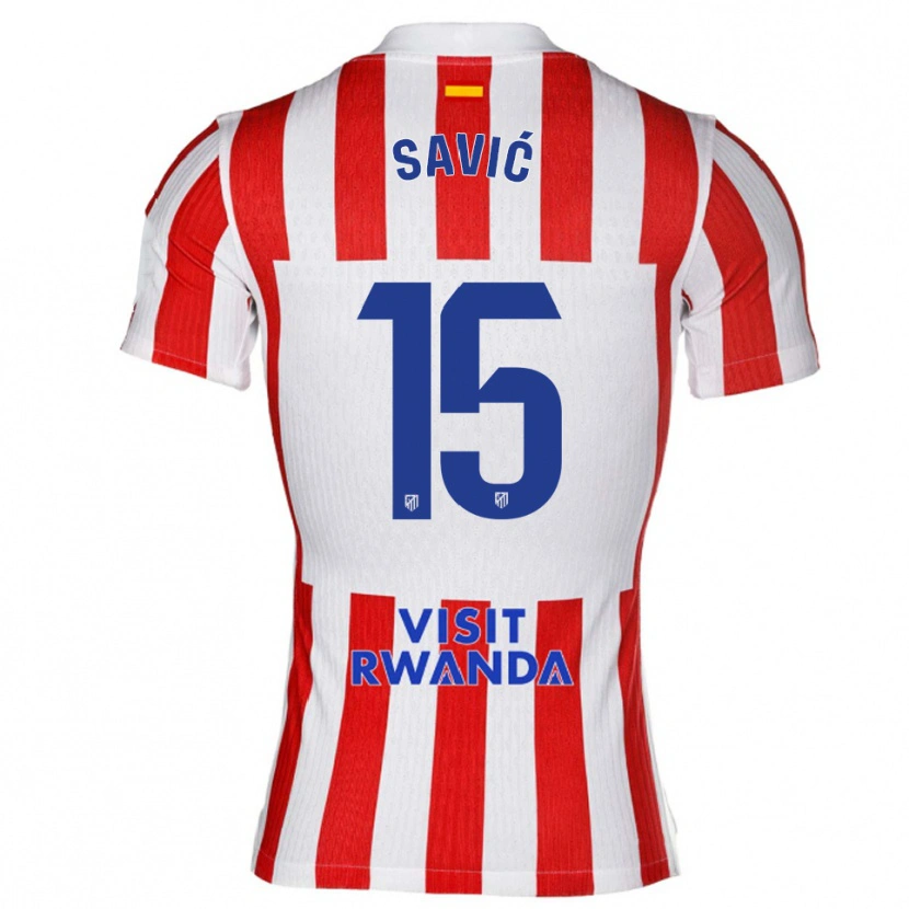 Danxen Mann Stefan Savic #15 Rød Hvit Hjemmetrøye Drakt Trøye 2025/26 Skjorter T-Skjorte