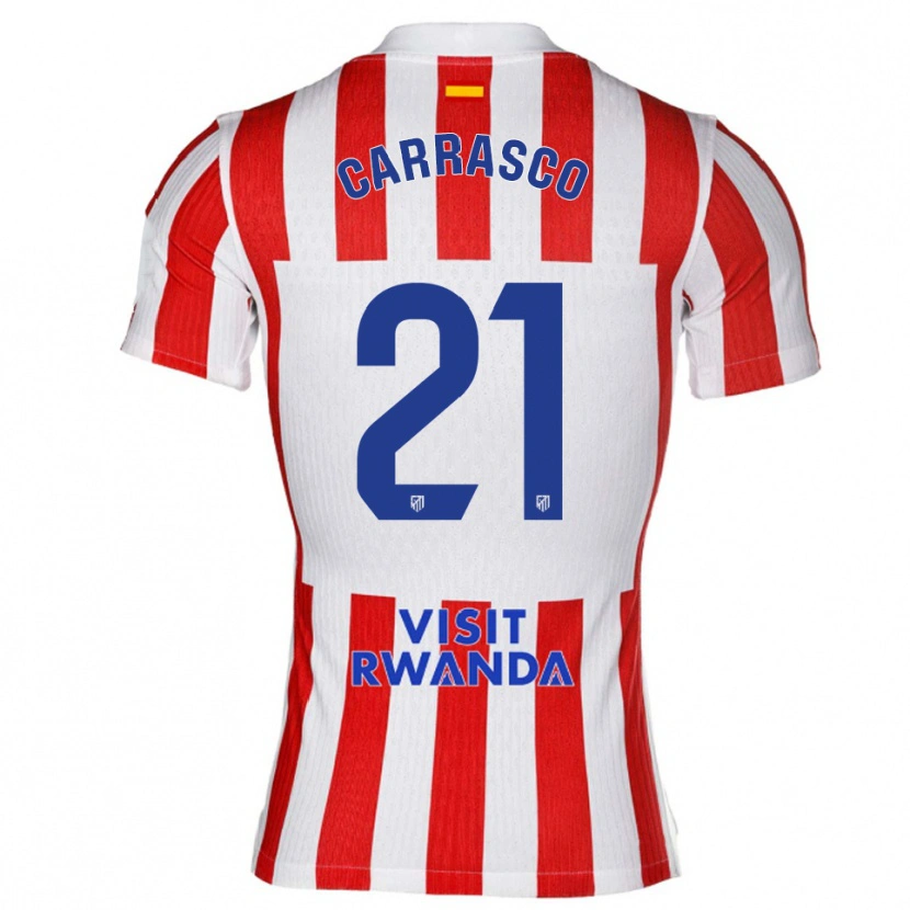 Danxen Mann Yannick Carrasco #21 Rød Hvit Hjemmetrøye Drakt Trøye 2025/26 Skjorter T-Skjorte