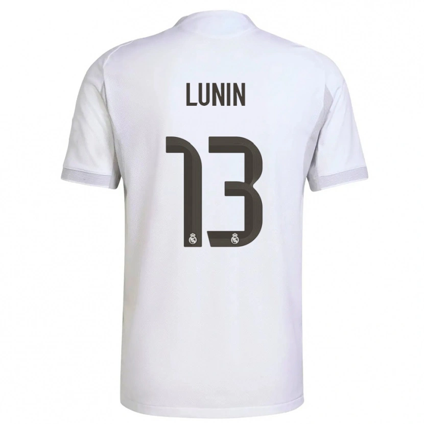 Danxen Mann Andriy Lunin #13 Hvit Gul Hjemmetrøye Drakt Trøye 2025/26 Skjorter T-Skjorte