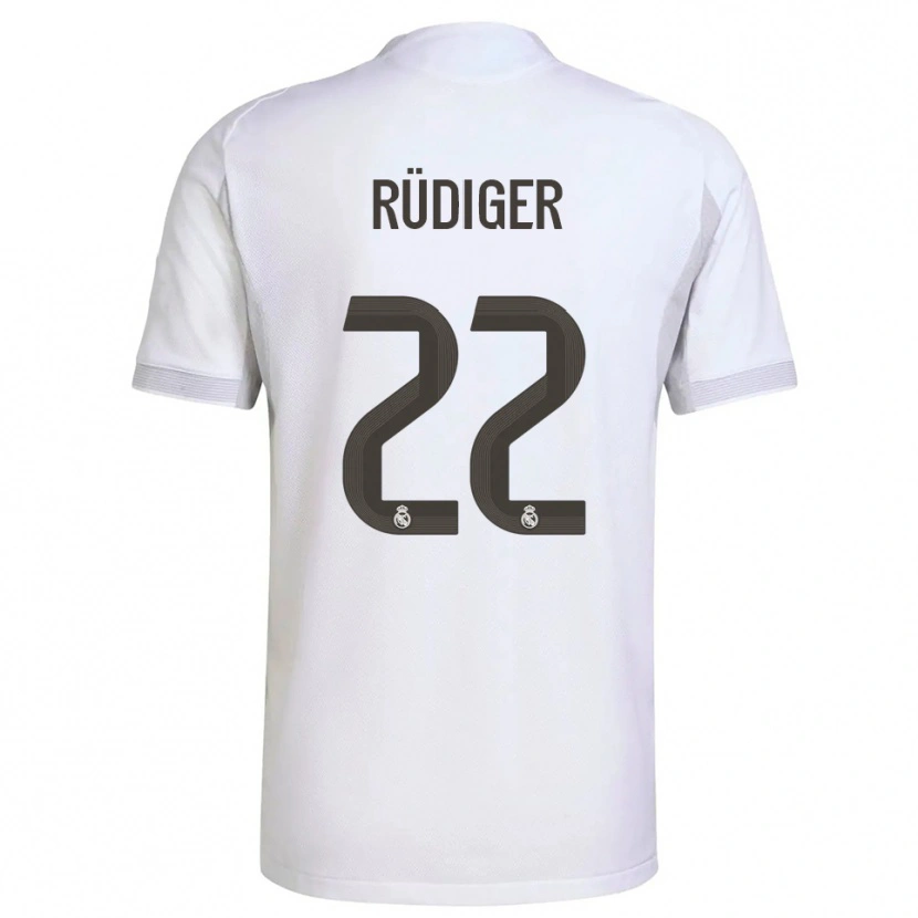 Danxen Mann Antonio Rüdiger #22 Hvit Gul Hjemmetrøye Drakt Trøye 2025/26 Skjorter T-Skjorte