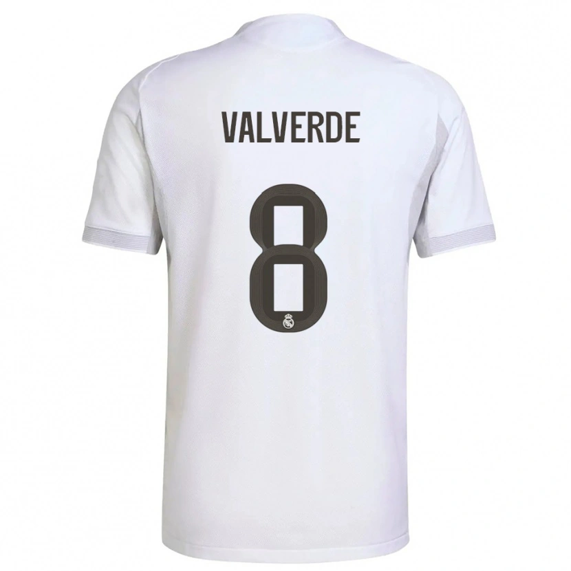 Danxen Mann Federico Valverde #8 Hvit Gul Hjemmetrøye Drakt Trøye 2025/26 Skjorter T-Skjorte