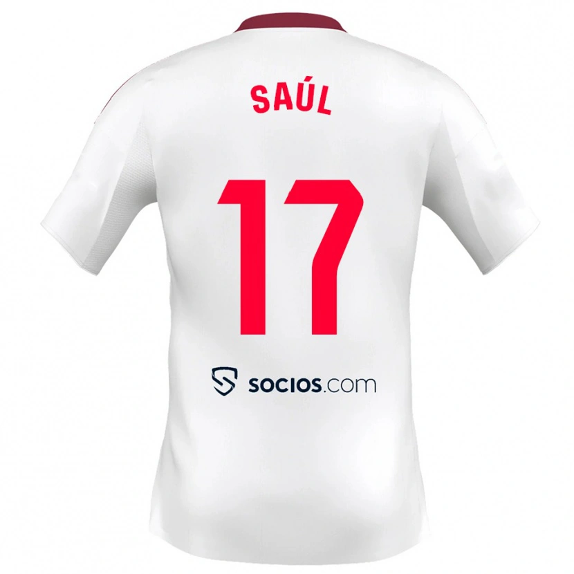 Danxen Mann Saul Niguez #17 Hvit Rød Hjemmetrøye Drakt Trøye 2025/26 Skjorter T-Skjorte