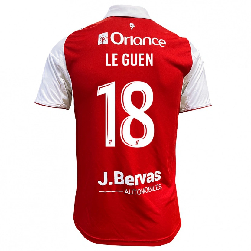 Danxen Mann Raphaël Le Guen #18 Rød Hvit Hjemmetrøye Drakt Trøye 2025/26 Skjorter T-Skjorte
