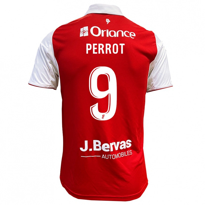 Danxen Mann Maël Perrot #9 Rød Hvit Hjemmetrøye Drakt Trøye 2025/26 Skjorter T-Skjorte