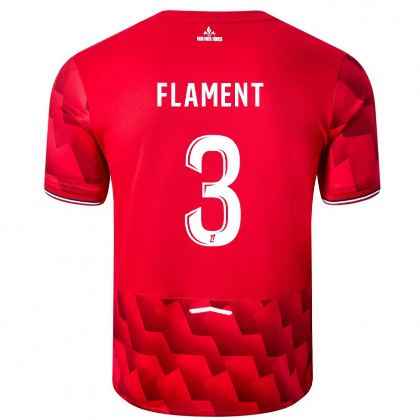 Danxen Mann Corentin Flament #3 Rød Hvit Hjemmetrøye Drakt Trøye 2025/26 Skjorter T-Skjorte