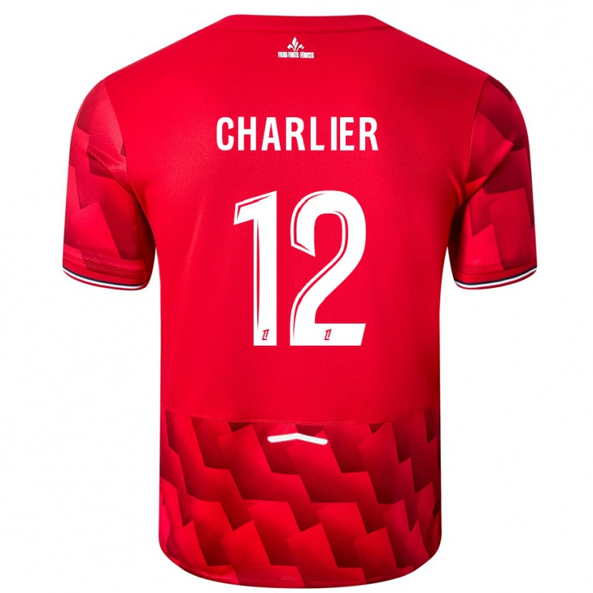Danxen Mann Amaury Charlier #12 Rød Hvit Hjemmetrøye Drakt Trøye 2025/26 Skjorter T-Skjorte