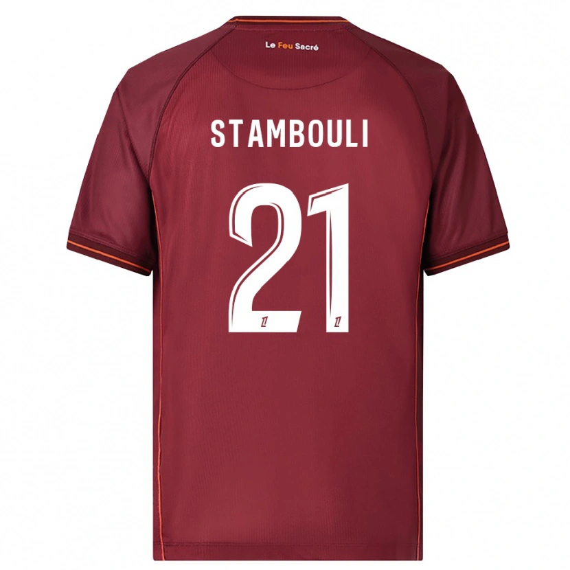 Danxen Mann Benjamin Stambouli #21 Burgunder Hvit Hjemmetrøye Drakt Trøye 2025/26 Skjorter T-Skjorte