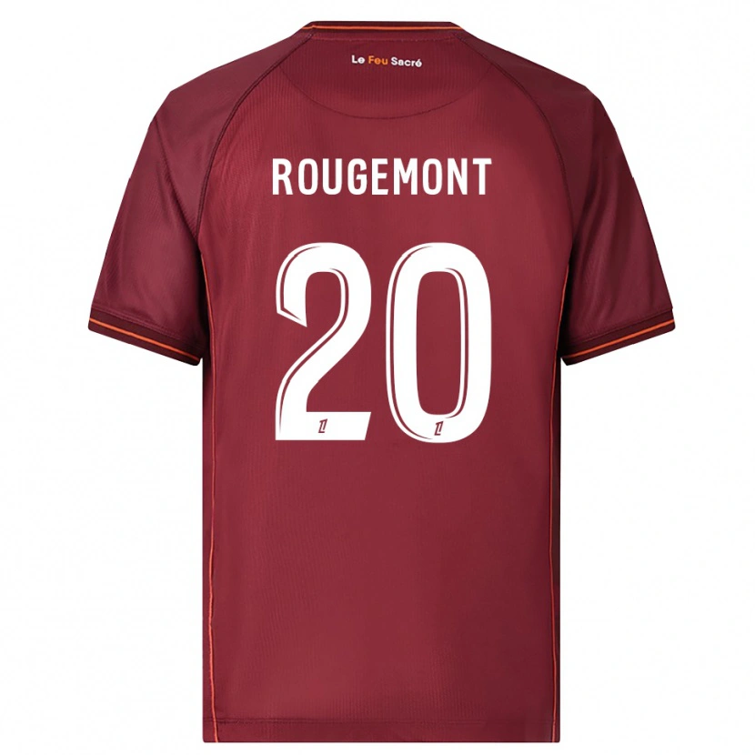 Danxen Mann Justine Rougemont #20 Burgunder Hvit Hjemmetrøye Drakt Trøye 2025/26 Skjorter T-Skjorte