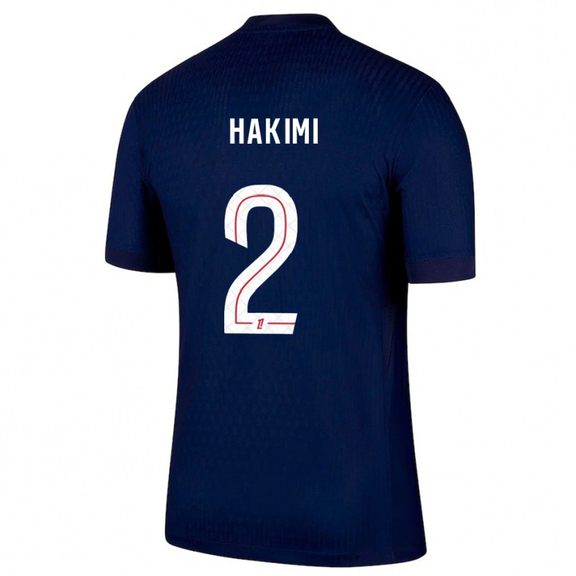 Danxen Mann Achraf Hakimi #2 Marineblå Rød Hjemmetrøye Drakt Trøye 2025/26 Skjorter T-Skjorte