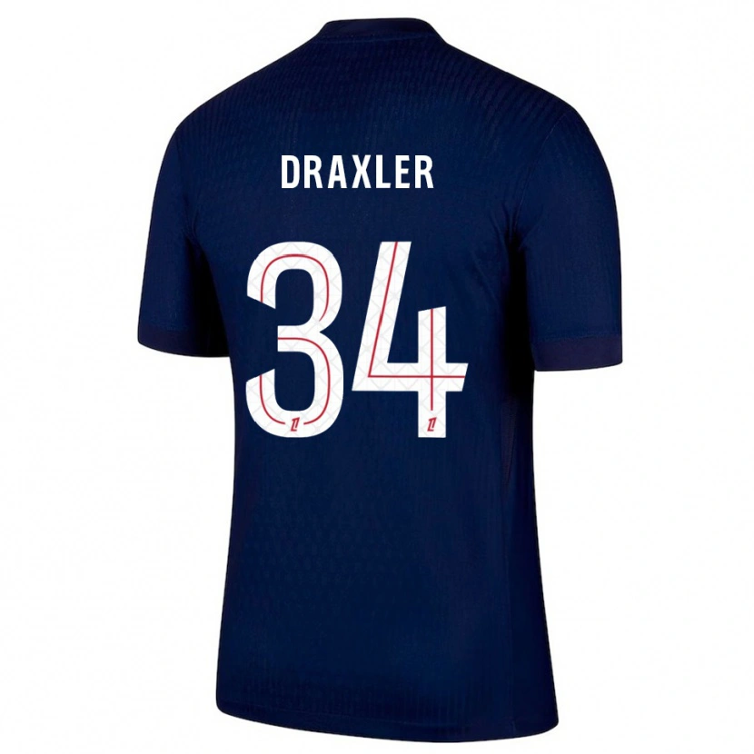 Danxen Mann Julian Draxler #34 Marineblå Rød Hjemmetrøye Drakt Trøye 2025/26 Skjorter T-Skjorte