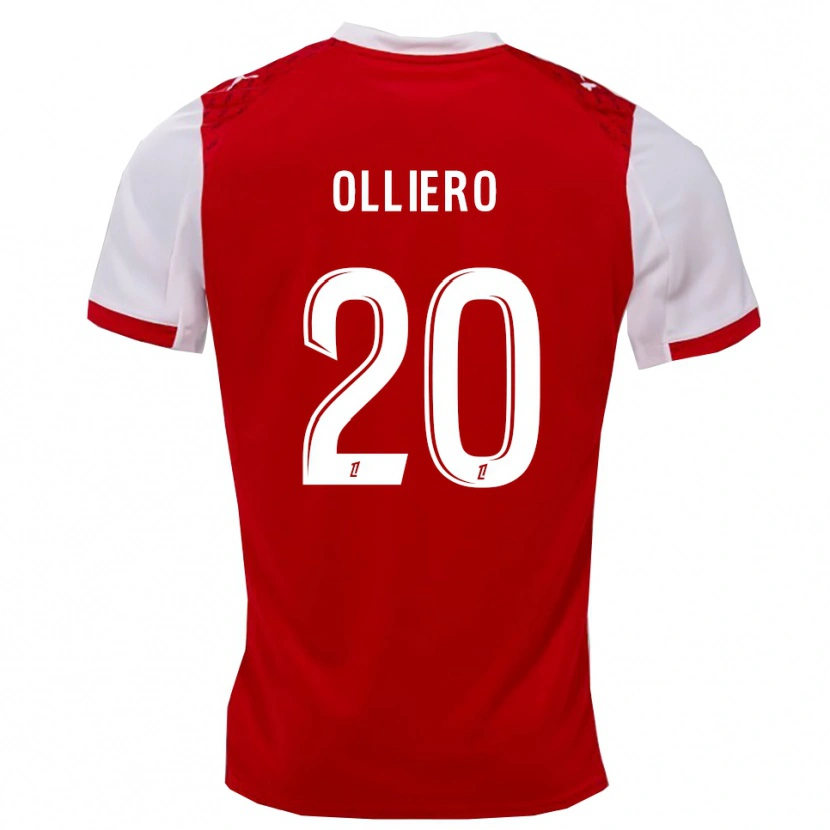 Danxen Mann Alexandre Olliero #20 Rød Hvit Hjemmetrøye Drakt Trøye 2025/26 Skjorter T-Skjorte