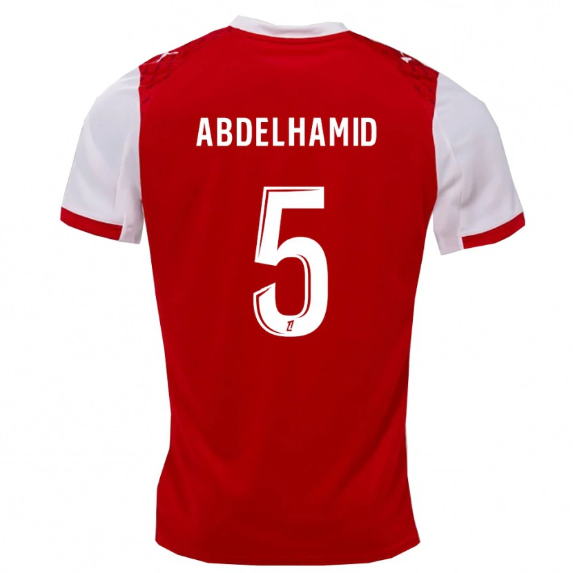 Danxen Mann Yunis Abdelhamid #5 Rød Hvit Hjemmetrøye Drakt Trøye 2025/26 Skjorter T-Skjorte
