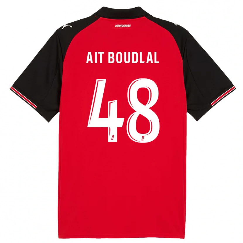 Danxen Mann Abdelhamid Ait Boudlal #48 Rød Svart Hjemmetrøye Drakt Trøye 2025/26 Skjorter T-Skjorte