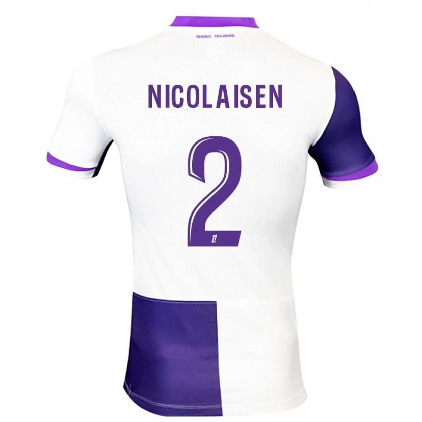 Danxen Mann Rasmus Nicolaisen #2 Lilla Hvit Hjemmetrøye Drakt Trøye 2025/26 Skjorter T-Skjorte
