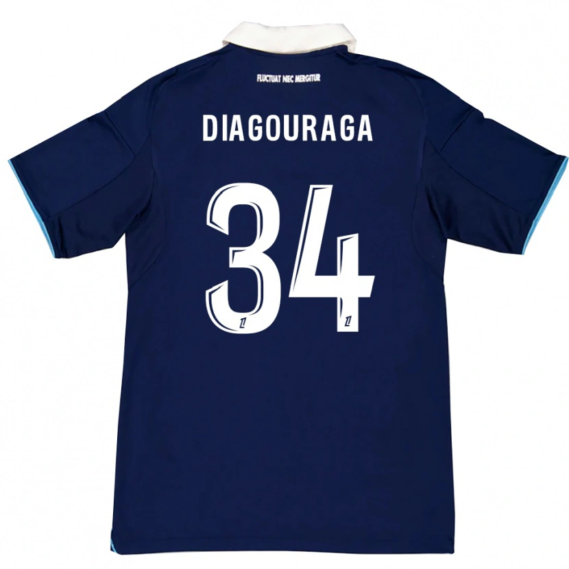 Danxen Mann Djibril Diagouraga #34 Mørkeblå Hvit Hjemmetrøye Drakt Trøye 2025/26 Skjorter T-Skjorte
