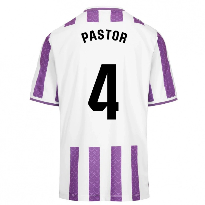 Danxen Mann Alba Pastor Rodríguez #4 Lilla Hvit Hjemmetrøye Drakt Trøye 2025/26 Skjorter T-Skjorte